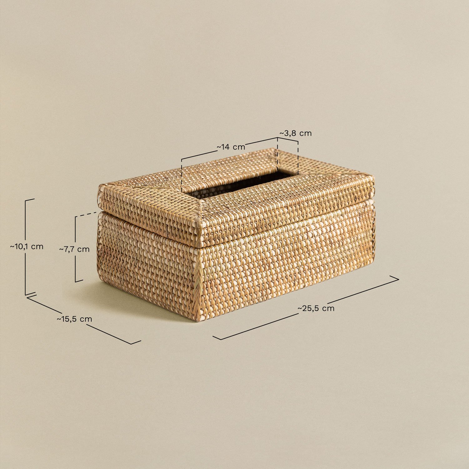 Rattan-Taschentuchbox Resende, MAßE