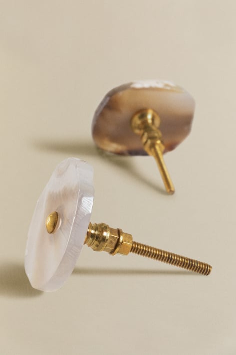 Set aus 2 Griffen aus natürlichem Achatstein Ameg