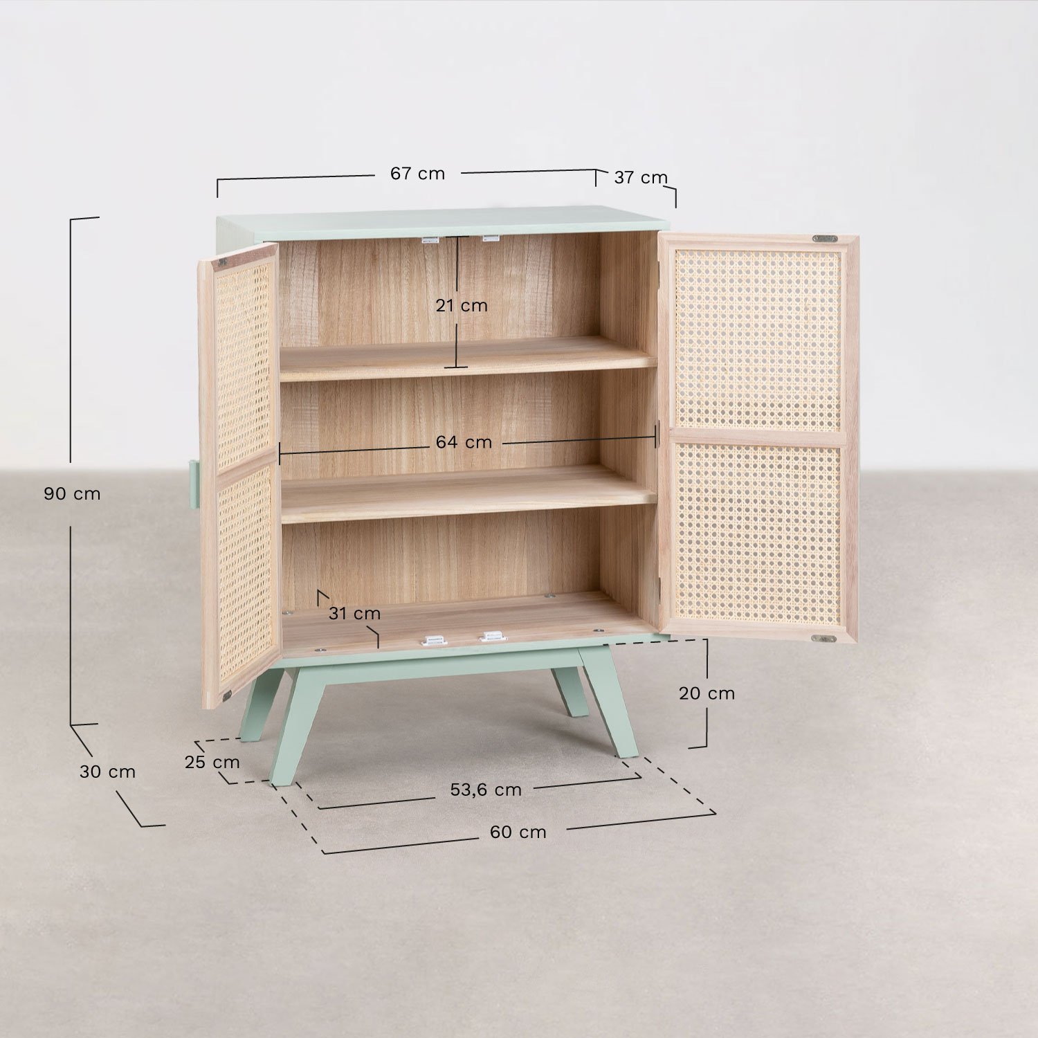 Sideboard mit 2 Türen aus Holz Ralik Colors Design , MAßE