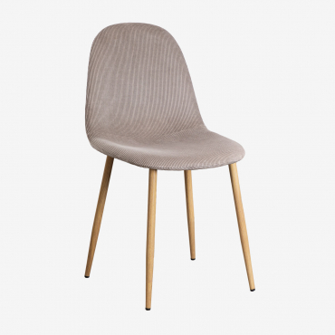 4er Set Esszimmerstühlen Aus Cord Glamm Braun Mokka & Natürliches Holz - Sklum