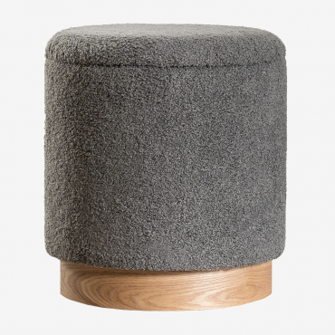 Runder Pouf Mit Aufbewahrung In Chenille Mineyster Helles Grau Taupe - Sklum