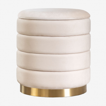 Pouf Mit Stauraum Aus Samt Bradford Eierschale - Sklum