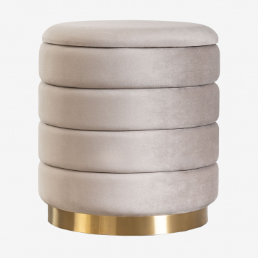 Pouf Mit Stauraum Aus Samt Bradford Helles Grau Taupe - Sklum