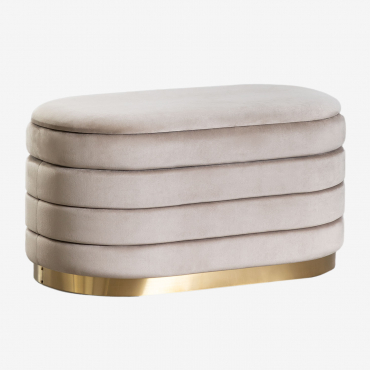 Sitzbank Mit Stauraum Aus Samt Bradford Helles Grau Taupe - Sklum