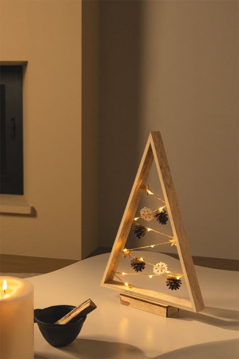 Weihnachtsbaum aus Holz mit LED-Lichtern Niorb