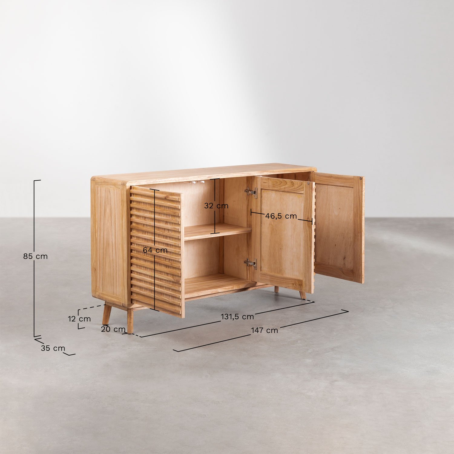 Sideboard aus Holz Deleyna, MAßE