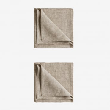 Set Aus 2 Servietten Aus Leinen Und Baumwolle Ederne Beige Tapioca - Sklum