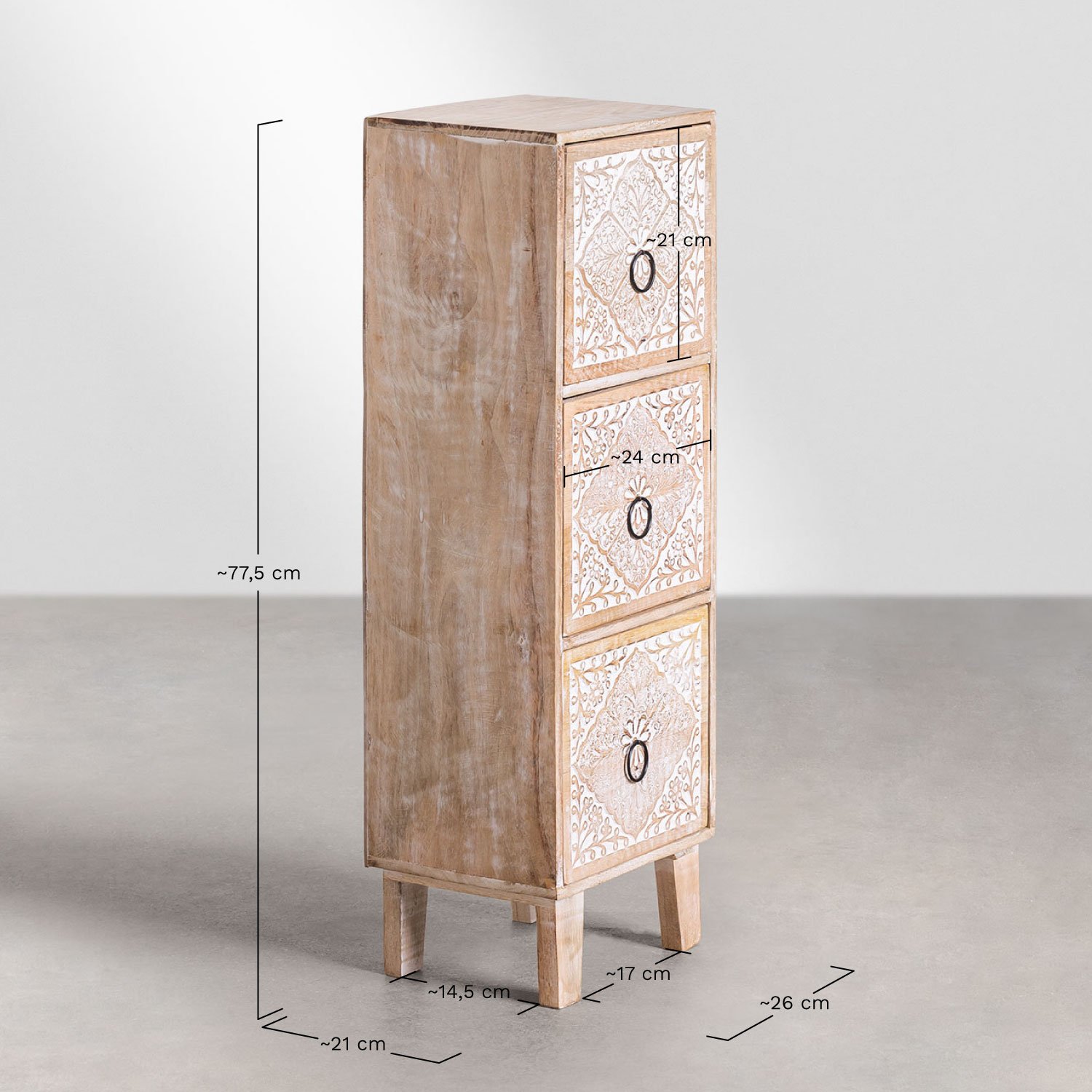 Baydan-Kommode aus Mangoholz, MAßE