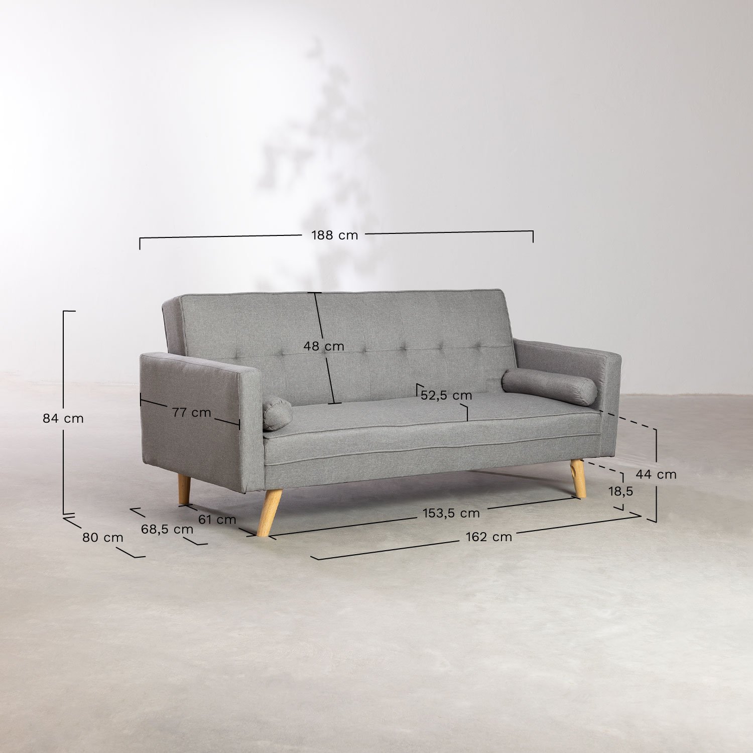 3-Sitzer-Liegesofa aus Leinen Davir, MA&szlig;E