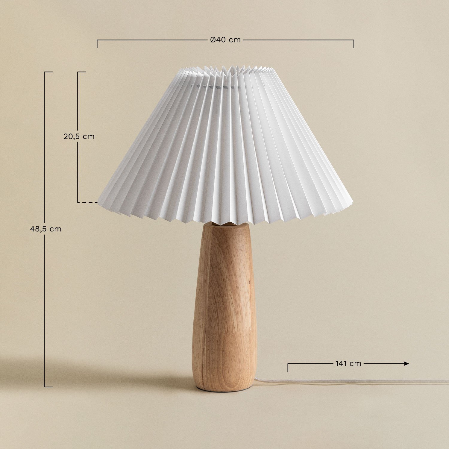 Jillian Tischlampe aus Holz, MAßE