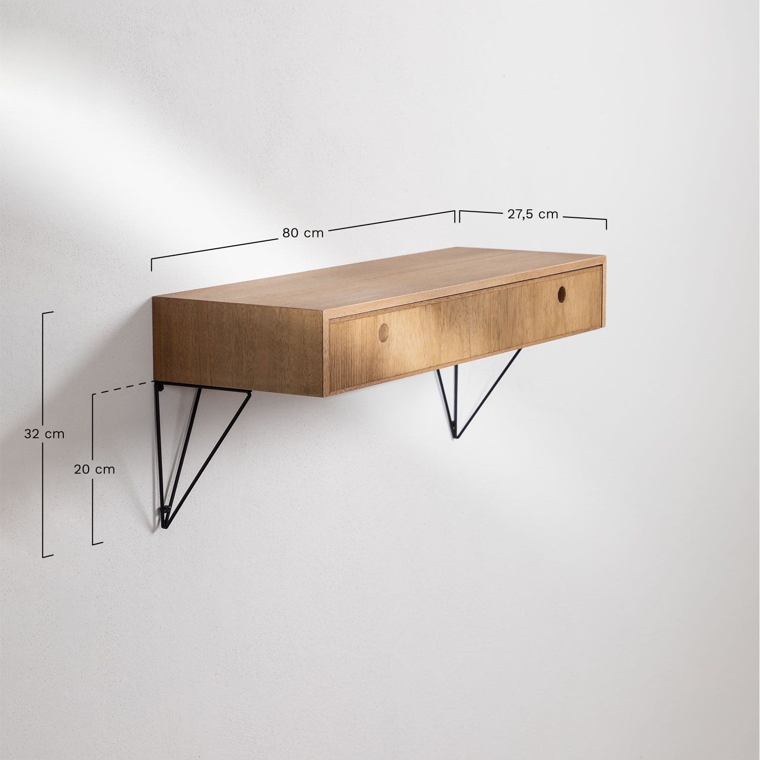 Konsole mit Schublade aus Eschenholz 80 cm Glai , MA&szlig;E