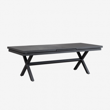 Rechteckiger Gartentisch 240-300x100 Cm Ausziehbar Aus Aluminium Karena Grau Graphit - Sklum