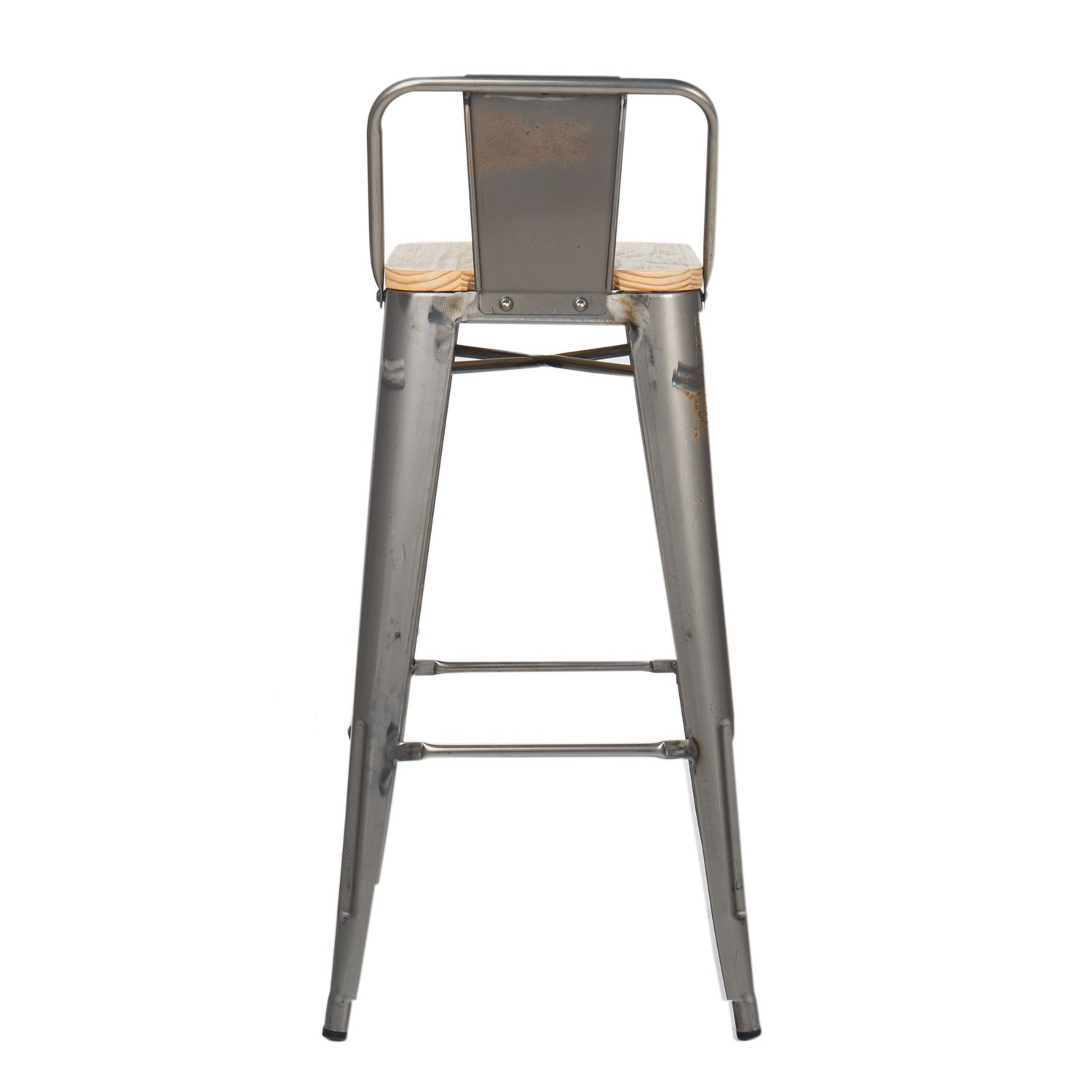 Barhocker mit Rückenlehne LIX gebürstet Holz - SKLUM