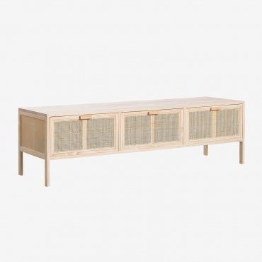 Tv-schrank Aus Rattan Und Holz Reyna Braun Natur - Sklum