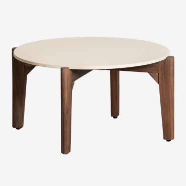 Runder Garten-couchtisch Aus Zement Und Akazienholz Xajul Ø65 Cm - Sklum