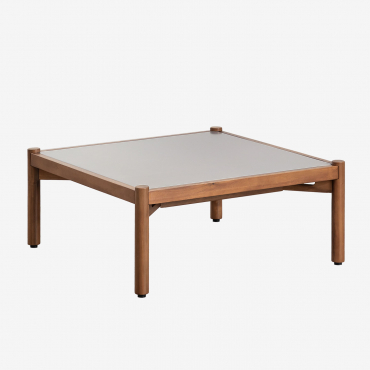 Gartencouchtisch Aus Zement Und Akazienholz Gamila Grau & 70 X 70 Cm - Sklum