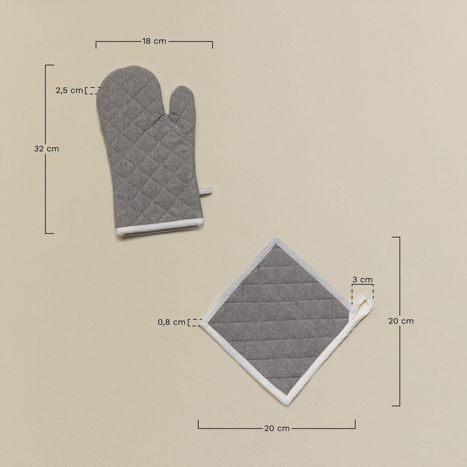 Set aus Ofenhandschuh und Tuch Dasiel, MAßE