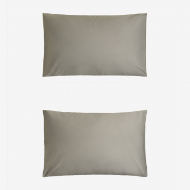 Set Mit 2 Sampras-satin-kissenbezügen Mit Einer Fadenzahl Von 300 Grün Caqui & 50 X 75 Cm - Sklum