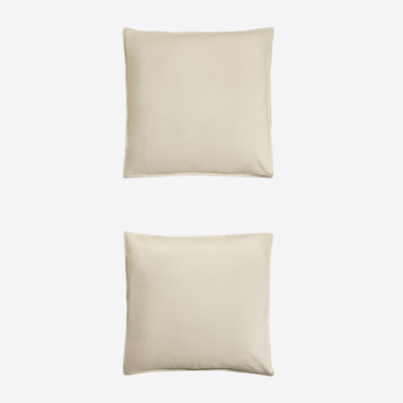 Set Mit 2 Kissenbezügen Aus 160 G/m² Sorana-leinen Beige Semoline & 60 X 60 Cm - Sklum