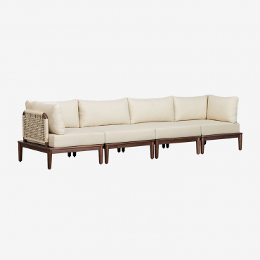 4-teiliges Modulares Gartensofa Mit 2 Ecksesseln Aus Akazienholz Giulia Beige Creme - Sklum