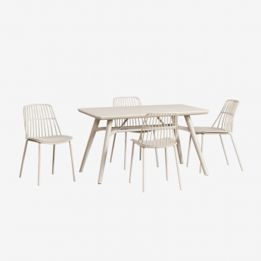 Scand Rechteckiges Tischset (134x78 Cm) Und 4 Maeba Gartenstühle Beige Tapioca - Sklum