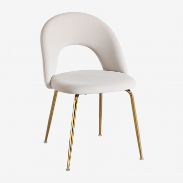 Packung Mit 2 Glorys Samt-esszimmerstühlen Beige Creme & Gold - Sklum