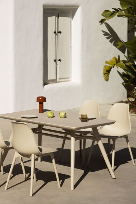 Rechteckiger Gartentisch 135x80 cm aus Polypropylen Scand - Beige Tapioca