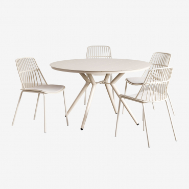 Valerie Rundes Aluminium-tischset (ø100 Cm) Und 4 Maeba-gartenstühle Braun Tapioca - Sklum