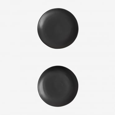 2er Set Dessertteller Belvere Schwarz - Sklum