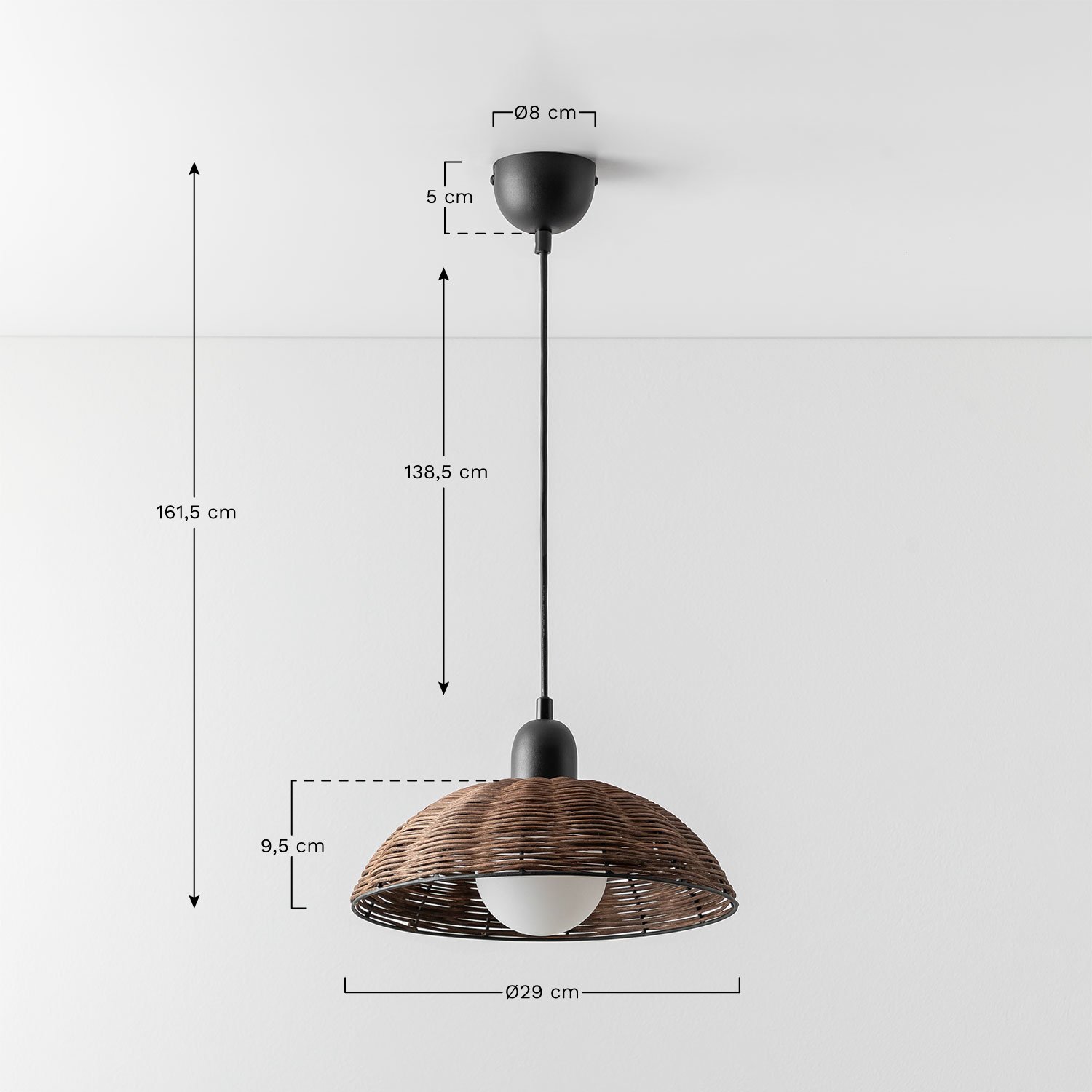 Lutyen Rattan Deckenlampe, MAßE