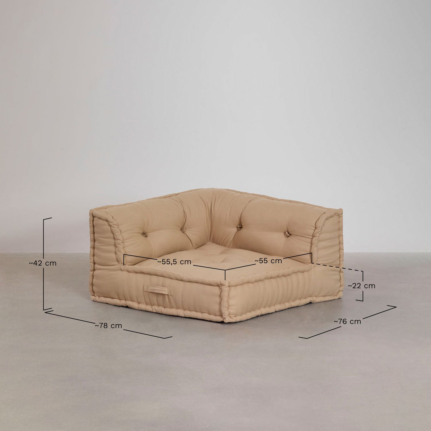 Modulares Ecksofa aus Baumwolle Dhel, MAßE