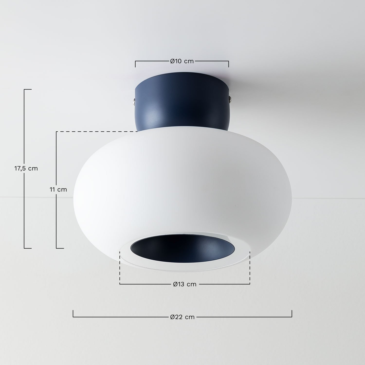 LED-Deckenleuchte aus Glas und Stahl Deruent, MAßE