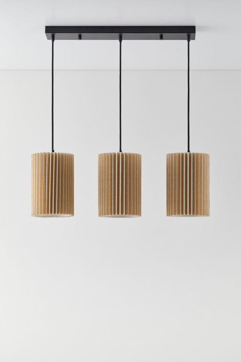 Hängende Deckenlampe aus Leinen und Metall mit 3 Lichtpunkten Quintelia