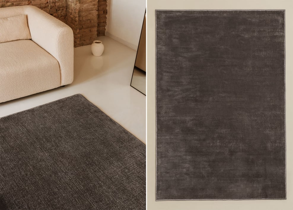 Rechteckiger Teppich 160x230 cm Polyester armygrau Daroca