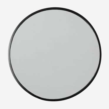 Runder Wandspiegel Aus Eisen (ø45 Cm) Oliverton Schwarz - Sklum
