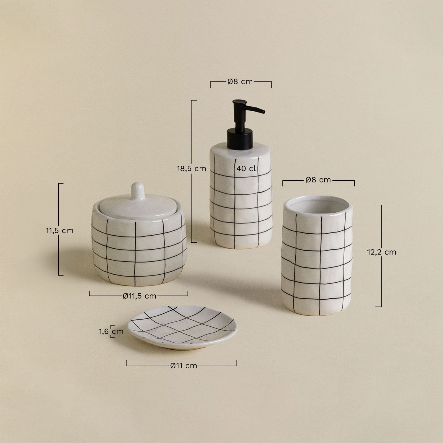 Badezimmer-Set aus Steinzeug von Yolven, MAßE