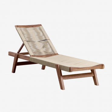 Tenay Liegestuhl Aus Akazienholz Und Geflochtenem Seil Beige Creme - Sklum