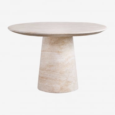 Runder Esstisch Ø120 Cm In Zementoptik Travertin Noemi Travertine - Sklum