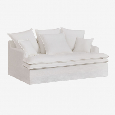 Lounge Grace Sofa Aus Leinen Und Baumwolle Stofffarbe Eierschale - Sklum