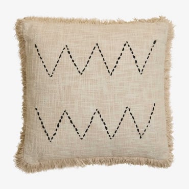 Quadratisches Baumwollkissen (45x45 Cm) Tapevi Beige Leinen - Sklum