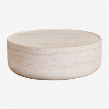 Runder Couchtisch Ø80 Cm In Zementoptik Travertin Darwys Travertine - Sklum