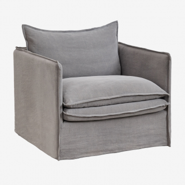 Grace-sessel Aus Leinen Und Baumwolle Stofffarbe Dunkelgrau - Sklum