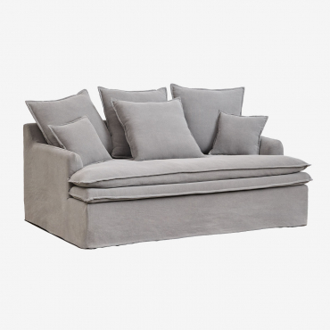 Lounge Grace Sofa Aus Leinen Und Baumwolle Stofffarbe Dunkelgrau - Sklum
