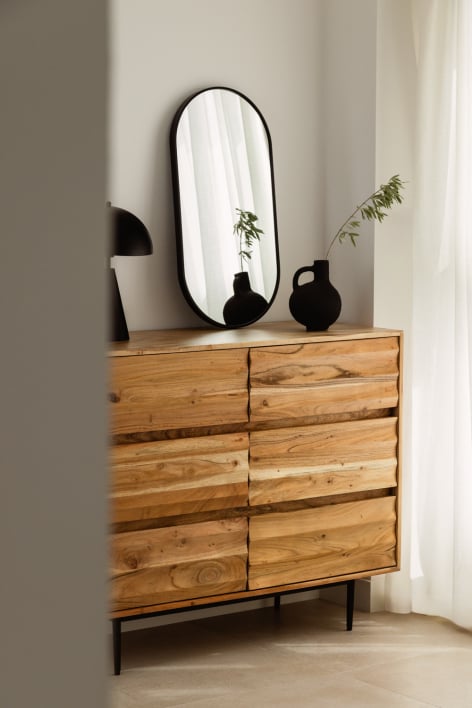 Ovaler Wandspiegel 35x70 cm aus Aluminium Elbert