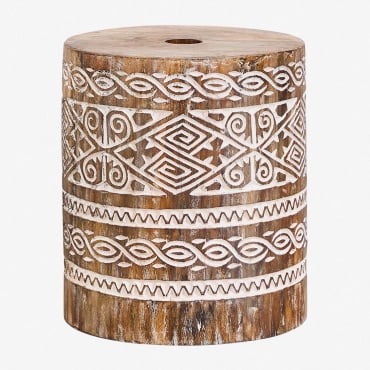 Sonnenschirmständer Aus Holz Ainsa Weißes Vintage-holz - Sklum