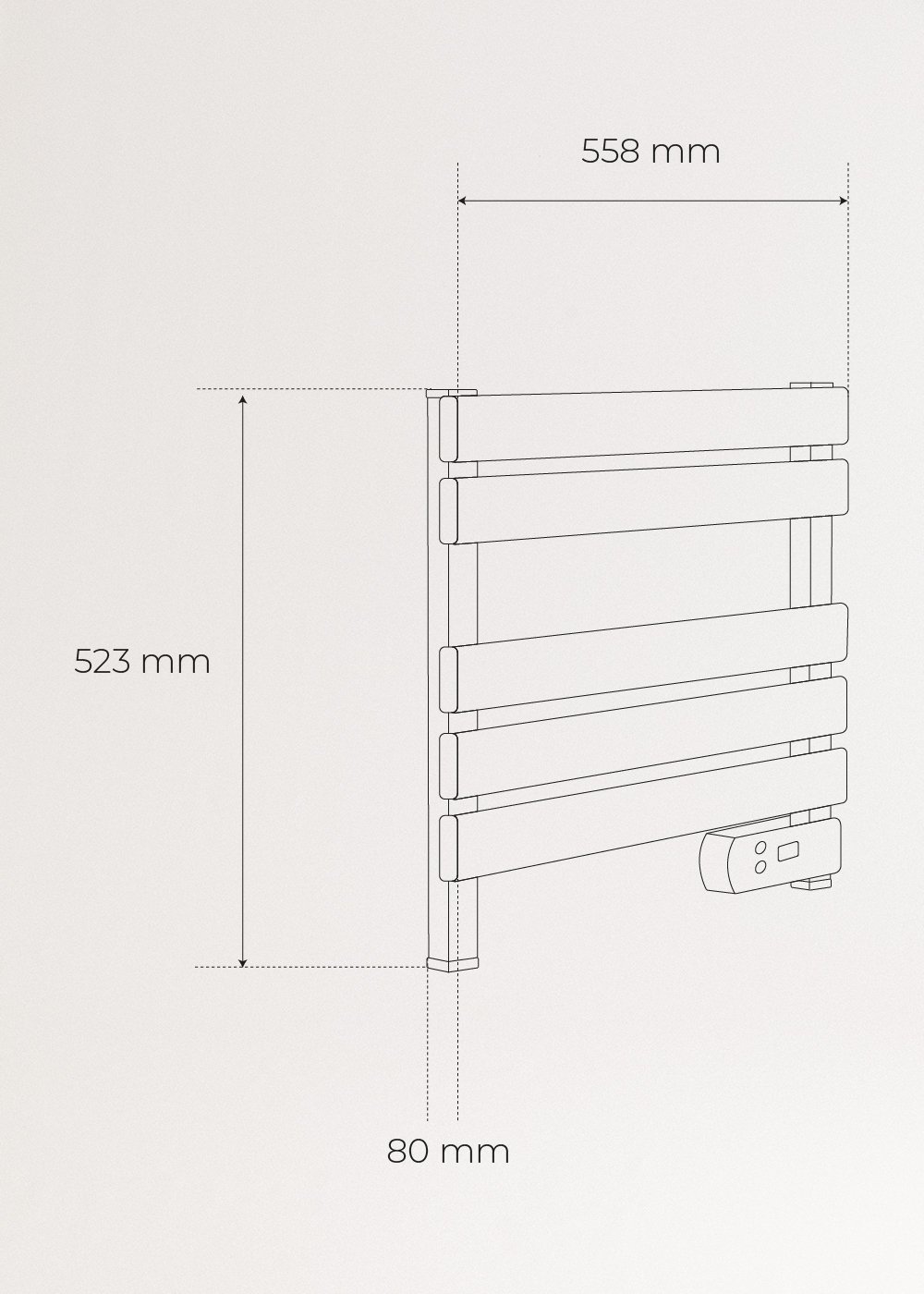 CREATE - WARM TOWEL MINI - Elektrischer Badheizkörper 150W, MAßE