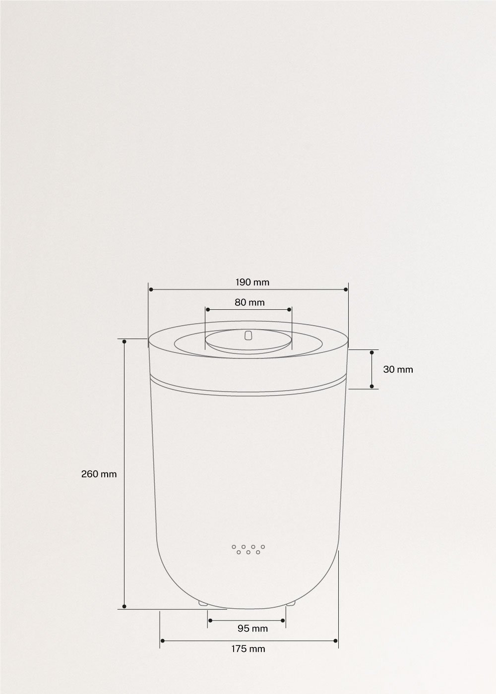 CREATE - HUMIZEN - Ultraschall Luftbefeuchter und Aroma-Diffuser, MAßE
