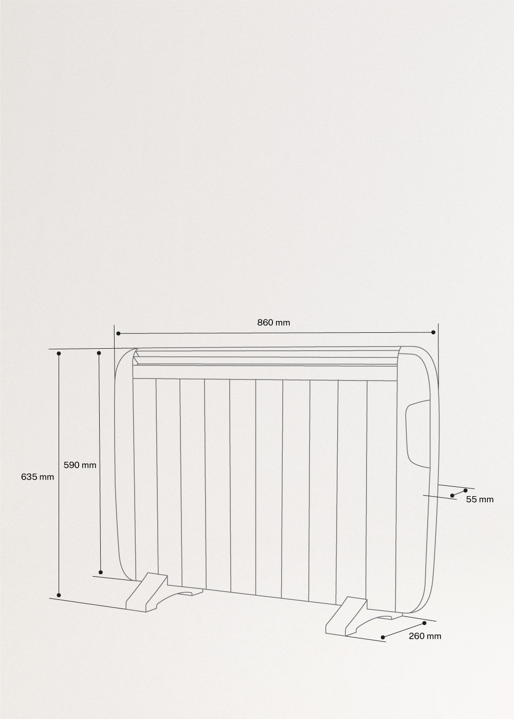 CREATE - WARM SLIM 1500W - Heizstrahler mit WLAN, MAßE