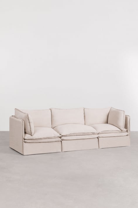 3-teiliges modulares Sofa aus Leinen und Baumwolle Grace - Stofffarbe Beige