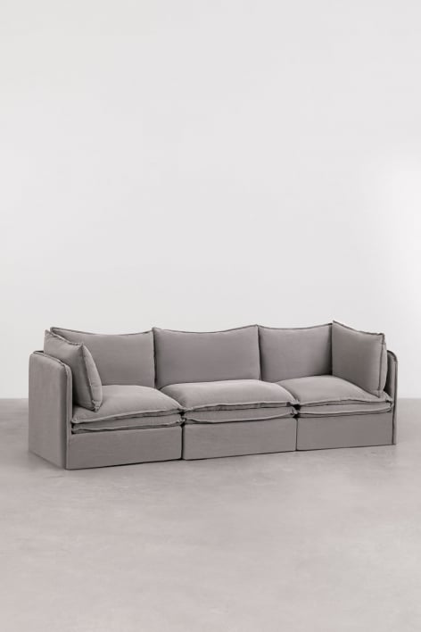 3-teiliges modulares Sofa aus Leinen und Baumwolle Grace